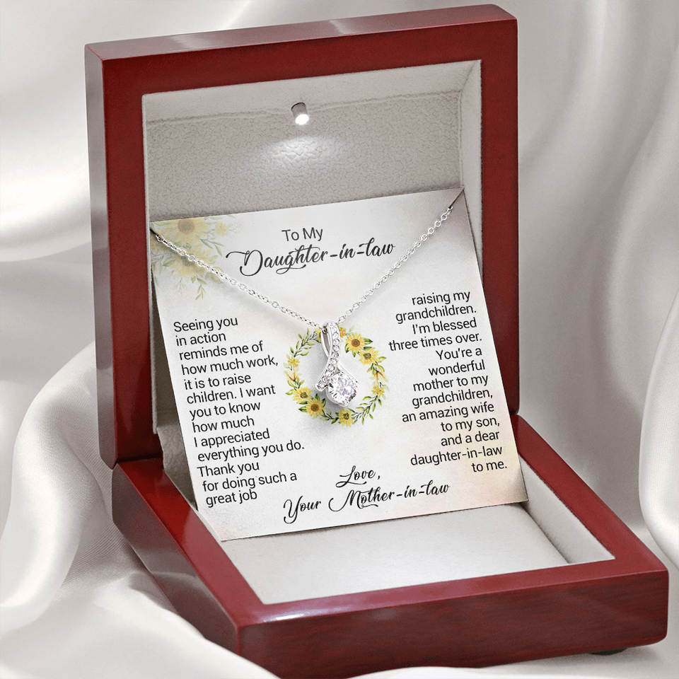 To My Daughter-In-Law - I am blessed three times over, Love Your Mother-In-Law, Birthday Gift, Alluring Beauty Necklace