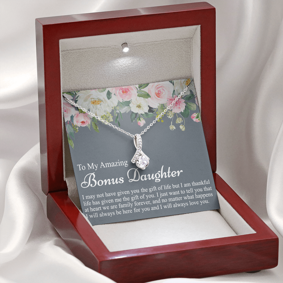 To My Amazing Bonus Daughter | I Will Always Love You |  Alluring Beauty Necklace