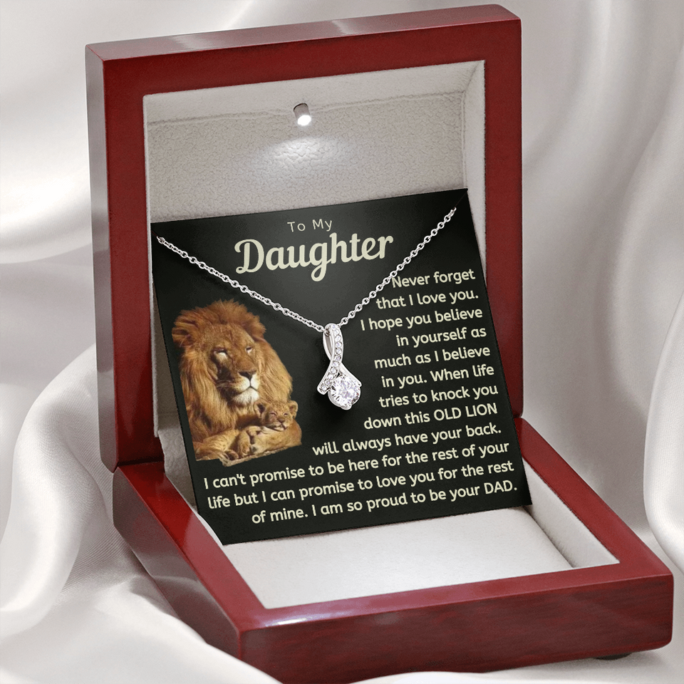 Daughter This Old Lion Will Always Have Your Back Necklace - Necklace for Daughter, Alluring Beauty Necklace