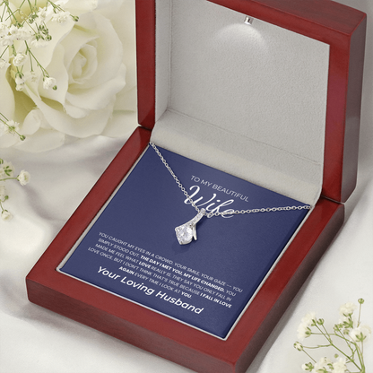To My Beautiful Wife Necklace, I Fall In Love Again EveryTime I Look At You, Necklace for Wife, Alluring Beauty Necklace