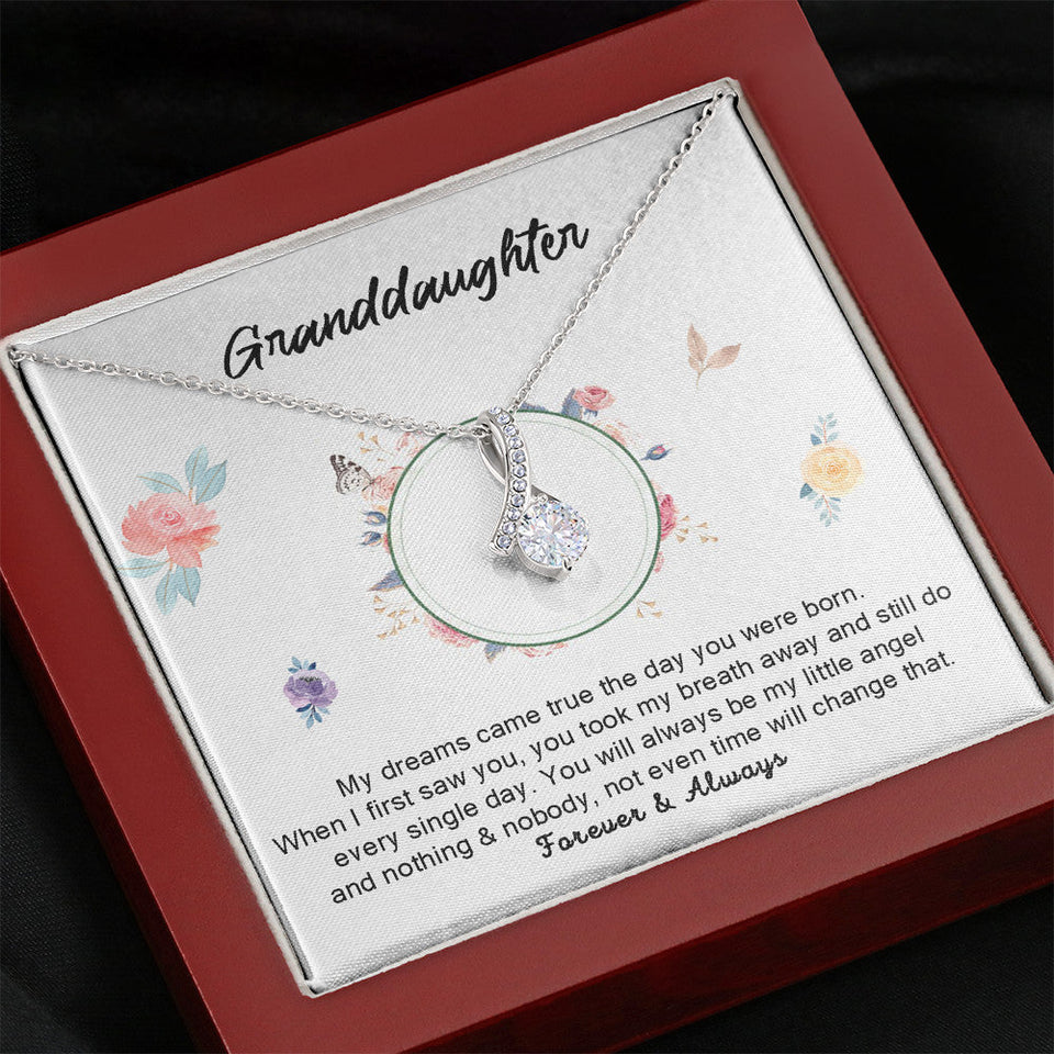 Grand Daughter - My Little Angel | Beautiful 14k White Gold Family, Alluring Beauty Necklace