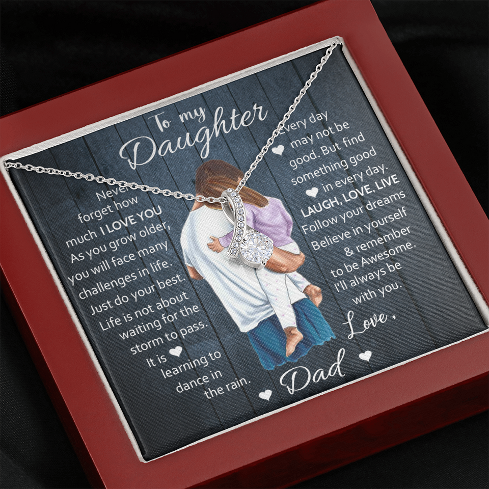 To My Daughter | Laugh Love Live | Gift for Daughter from Dad Alluring Beauty Necklace