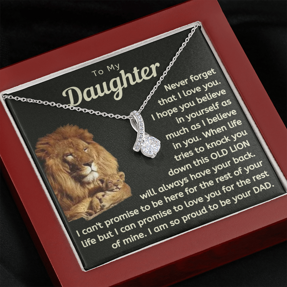 Daughter This Old Lion Will Always Have Your Back Necklace - Necklace for Daughter, Alluring Beauty Necklace