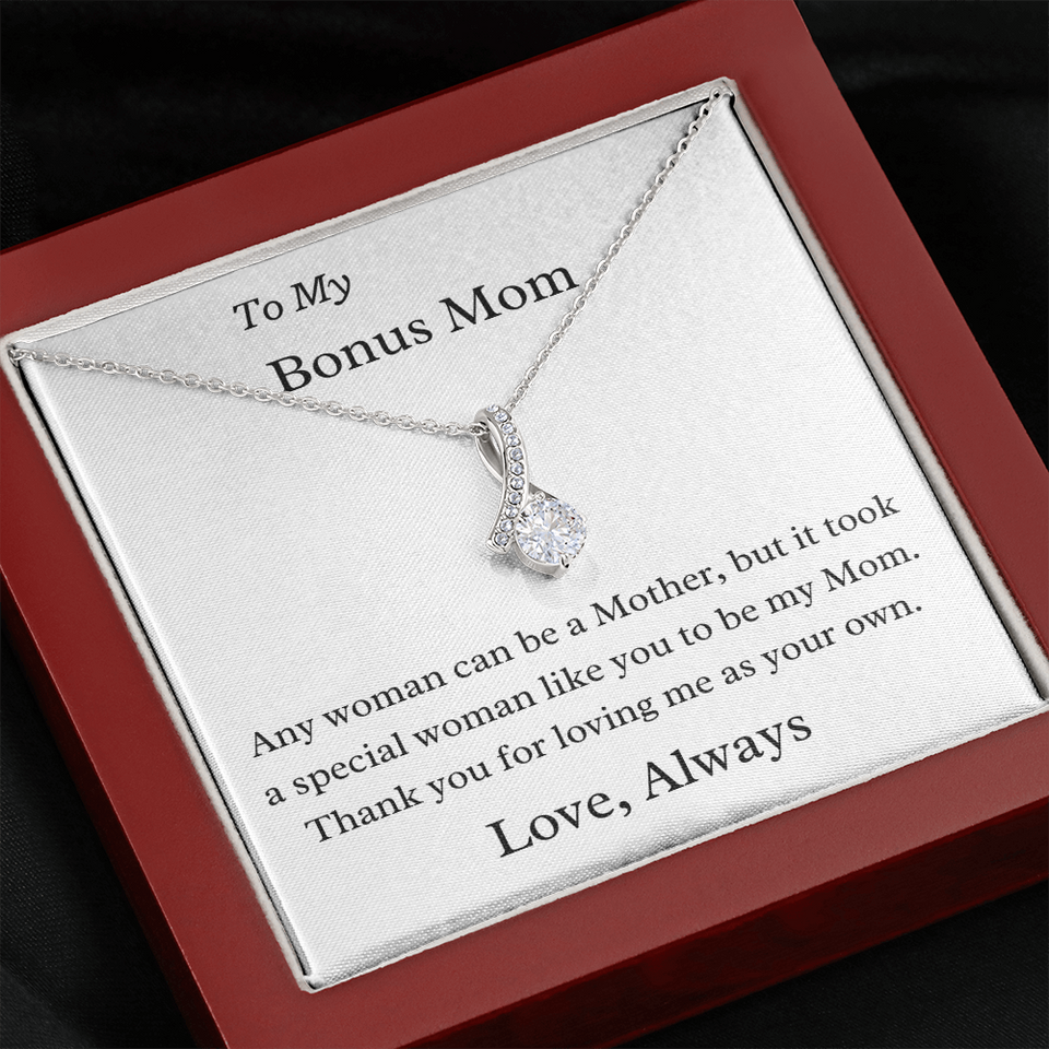 To My Bonus Mom Necklace - A Special Woman Thank You For Loving Me As Your Own - Gift for Mom, Gift for Mother's Day, Alluring Beauty Necklace