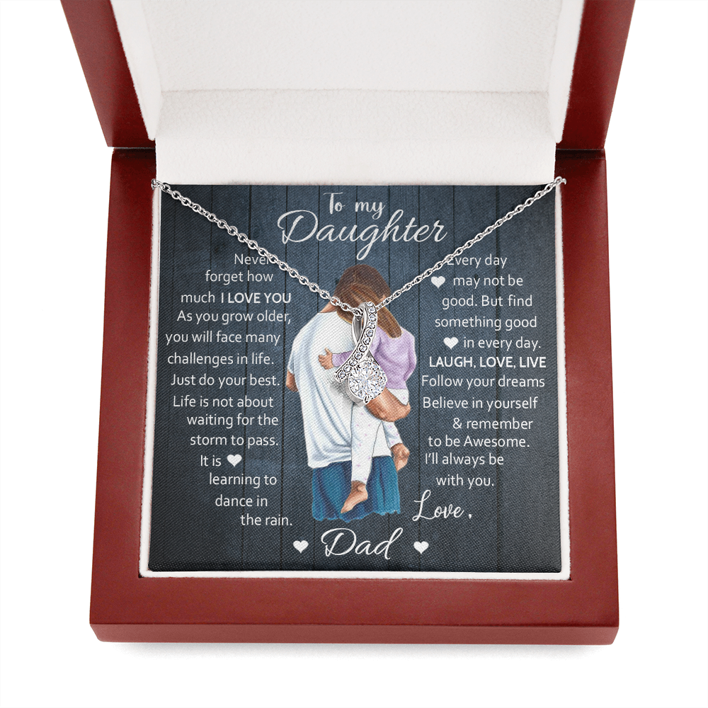 To My Daughter | Laugh Love Live | Gift for Daughter from Dad Alluring Beauty Necklace