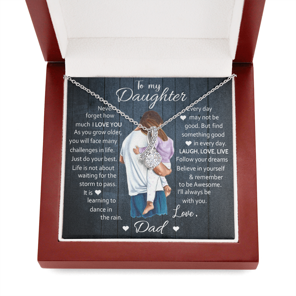 To My Daughter | Laugh Love Live | Gift for Daughter from Dad Alluring Beauty Necklace