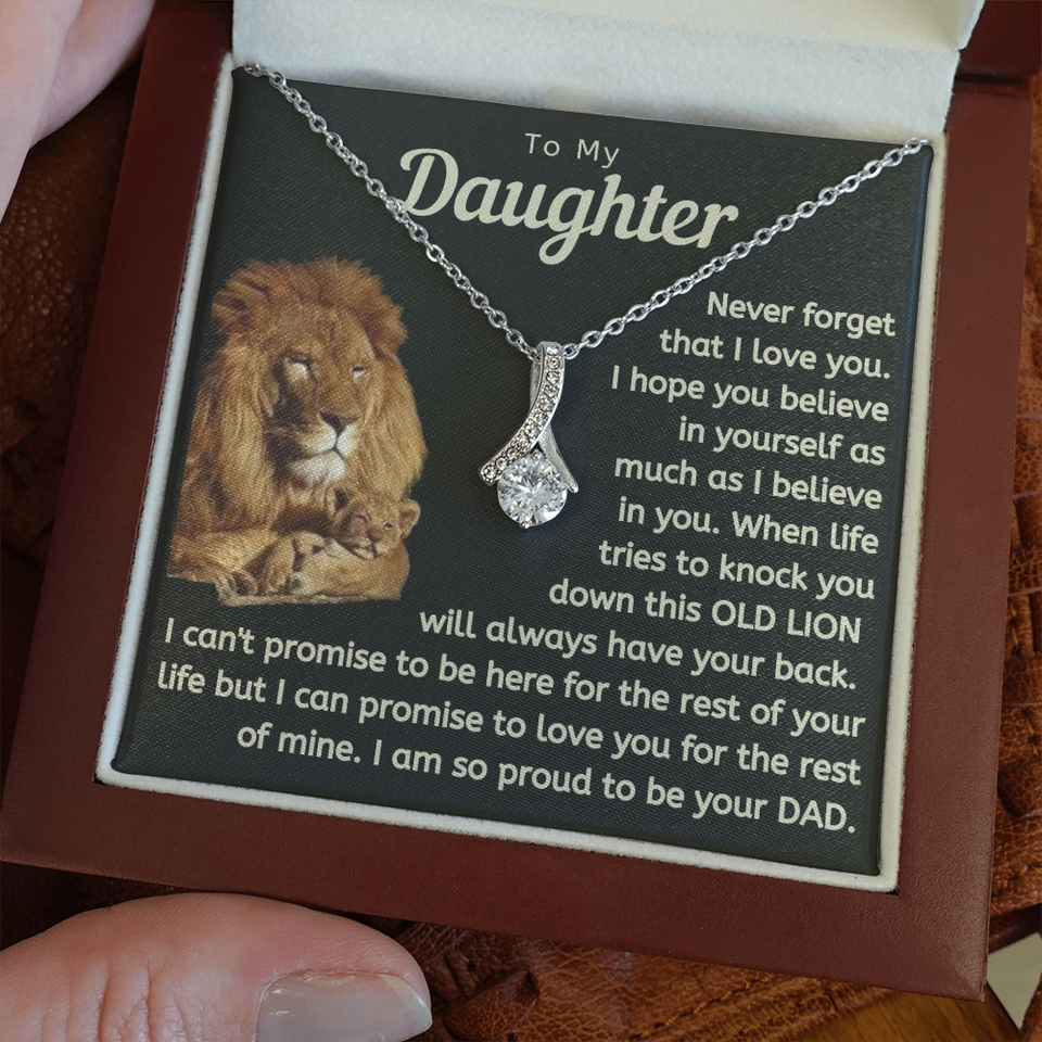 Daughter This Old Lion Will Always Have Your Back Necklace - Necklace for Daughter, Alluring Beauty Necklace