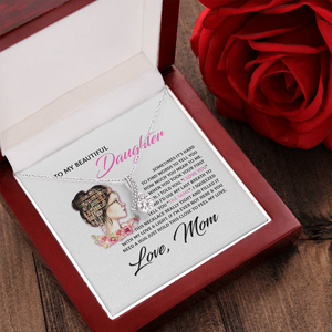 To My Beautiful Daughter Necklace Gift - Book Lover Gift I'd use my last breath to tell you I Love You Alluring Beauty