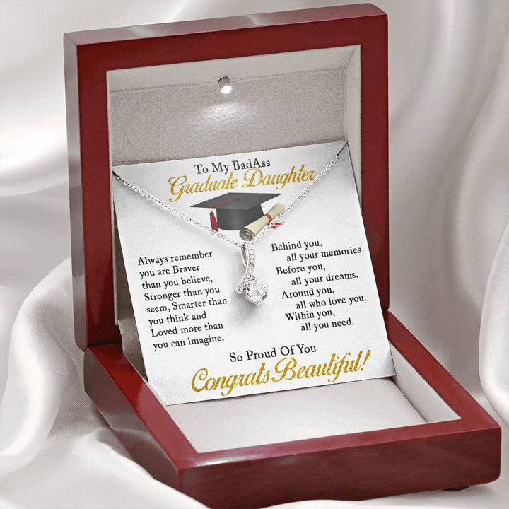 Graduation Necklace Gift - To My Daughter So Proud Of You - College, High School, Senior, Master Graduation Gift - Class of 2022 Alluring Beauty Necklace - LX035B