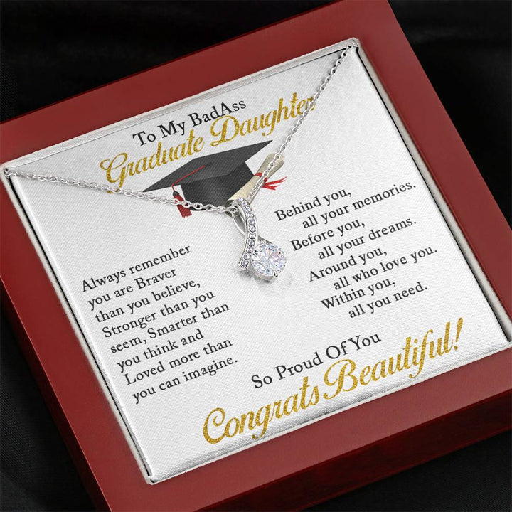 Graduation Necklace Gift - To My Daughter So Proud Of You - College, High School, Senior, Master Graduation Gift - Class of 2022 Alluring Beauty Necklace - LX035B