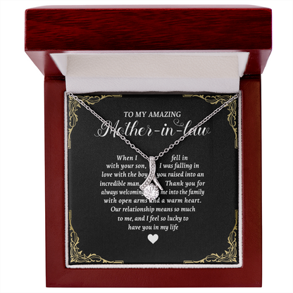 To My Amazing Mother In Law Necklace - I feel so lucky to have you in my life, Gift for Mother In Law, Mother's Day Gift, Alluring Beauty Necklace