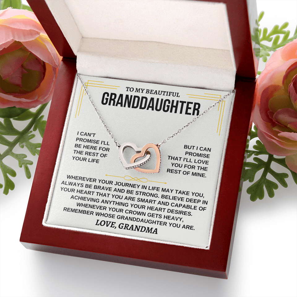 To My Granddaughter - Love Grandma - Beautiful Gift Set - Interlocking Hearts Necklace