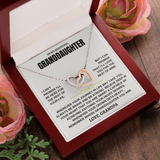 To My Granddaughter Necklace - Always Be Brave, Be Strong, Love Grandpa - Beautiful Gift Set,  InterLocking Hearts Necklace