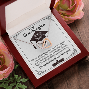 To Our Granddaughter Class Of 2022 - Words Can't Say How Proud We Are - Interlocking Hearts Necklace