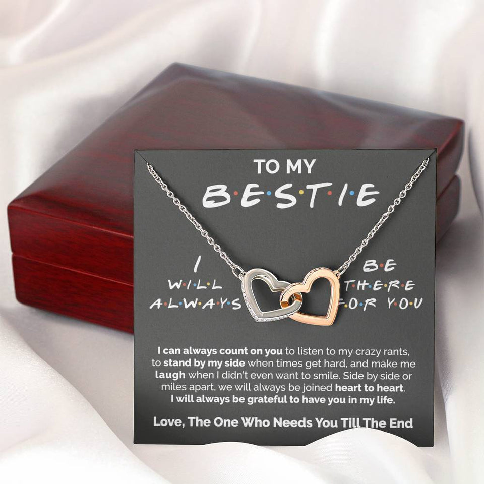 Interlocking Hearts Necklace- To My Bestie - Heart to Heart - Interlocked Heart Necklace