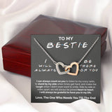 Interlocking Hearts Necklace- To My Bestie - Heart to Heart - Interlocked Heart Necklace