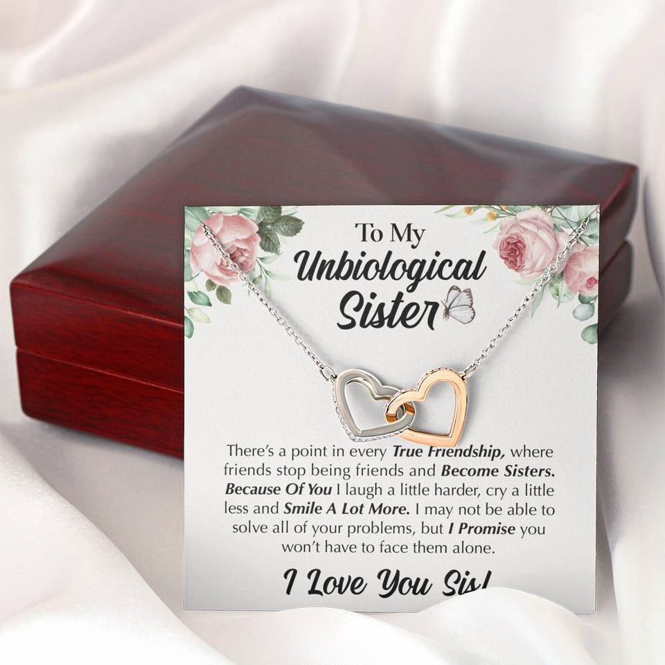 Pamaheart- Interlocking Hearts Necklace- To My Unbiological Sister - I Smile a Lot More