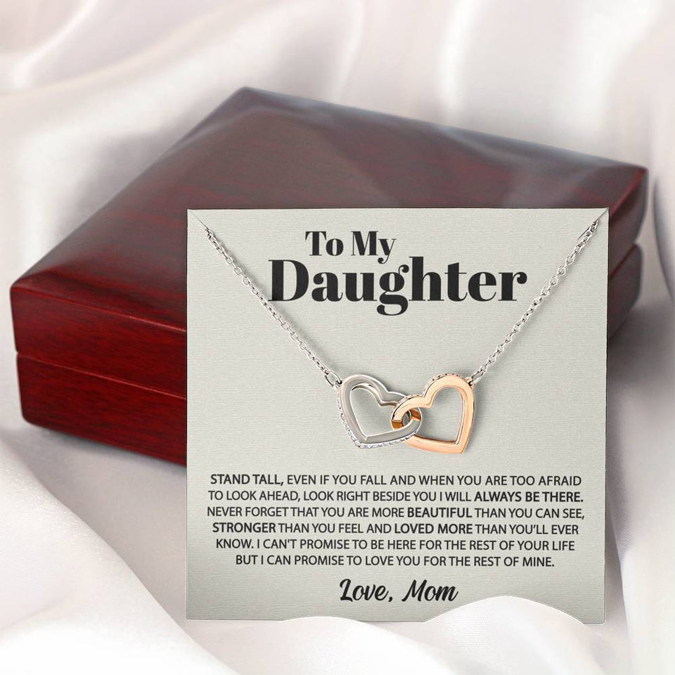 Interlocking Hearts Necklace- To my Daughter - Stand tall - Interlocking Necklace