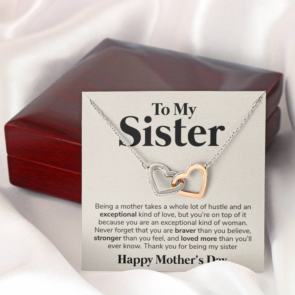 Pamaheart- Interlocking Hearts Necklace- To My Sister - Exceptional Kind of Love - Interlocking Hearts Necklace