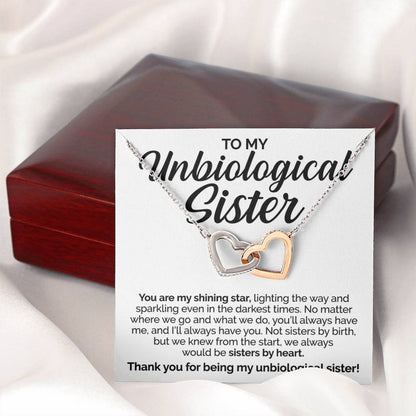 Pamaheart- Interlocking Hearts Necklace- To My Unbiological Sister - You Are My Shining Star- Interlocking Heart Necklace