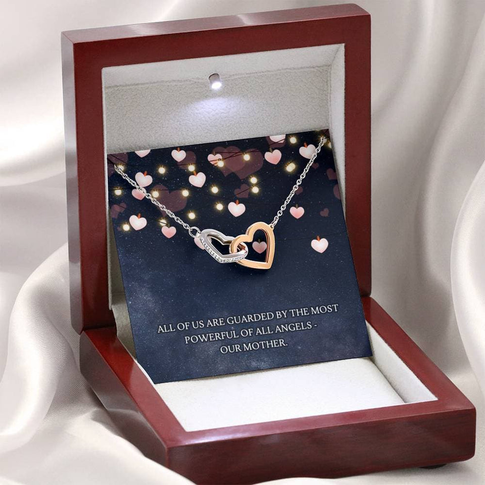 Guarded by our Mother Interlocking Hearts Necklace