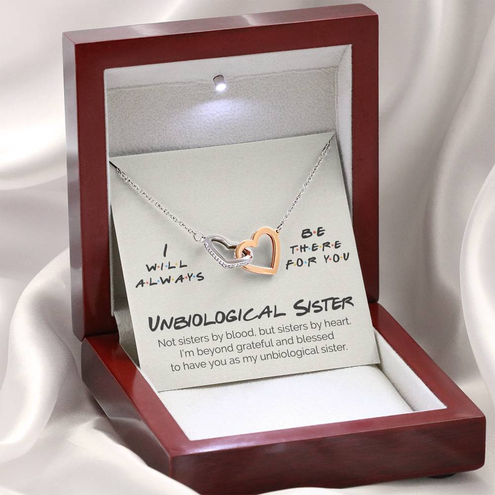 Interlocking Hearts Necklace- Unbiological Sister - I Will Always Be There For You - Interlocking Heart Necklace