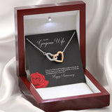 To My Gorgeous Wife Happy Anniversary Interlocking Hearts Necklace