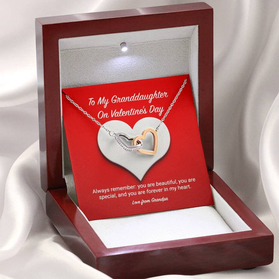To My Granddaughter from Grandpa Valentine's Day Interlocking Hearts Necklace