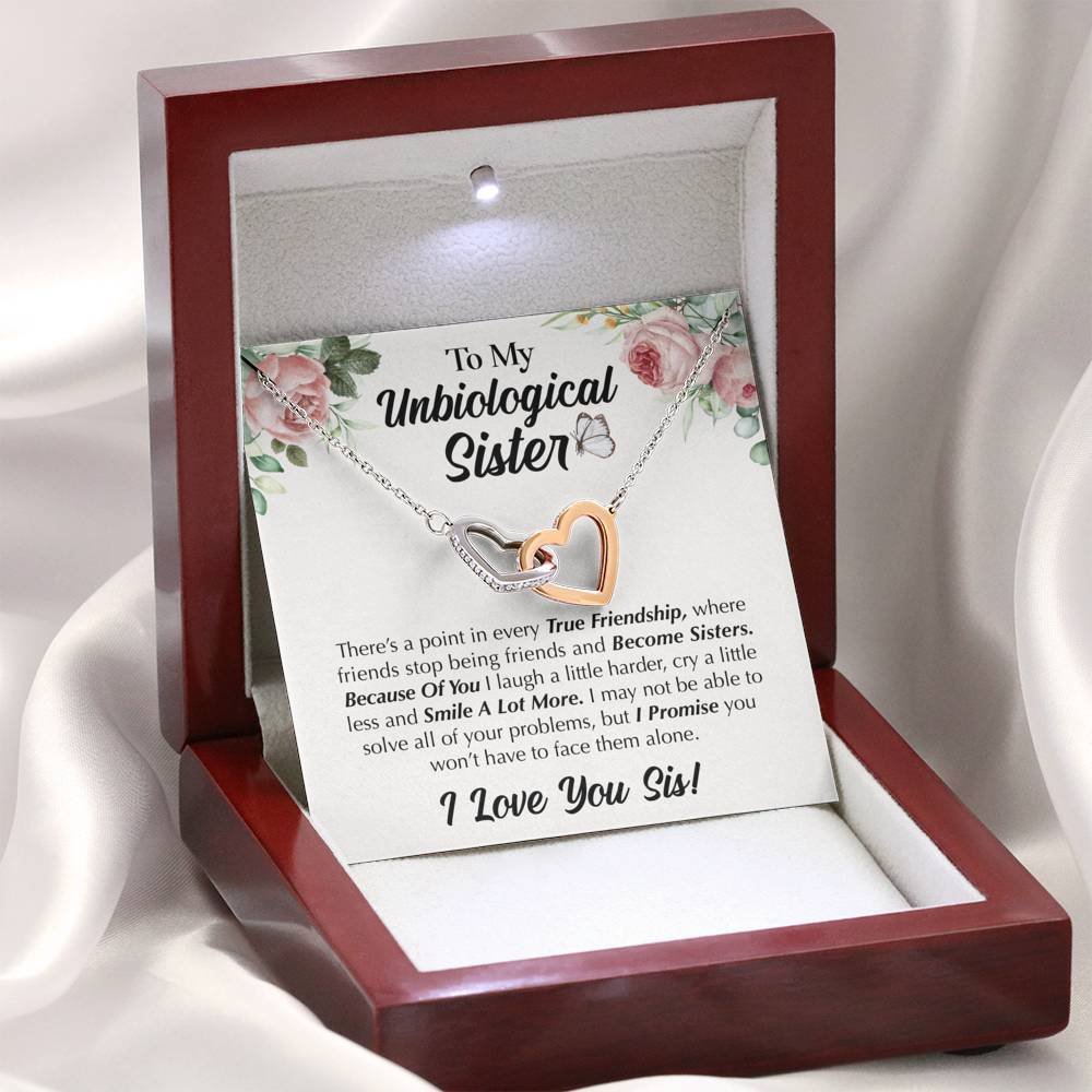 Interlocking Hearts Necklace- To My Unbiological Sister - I Smile a Lot More