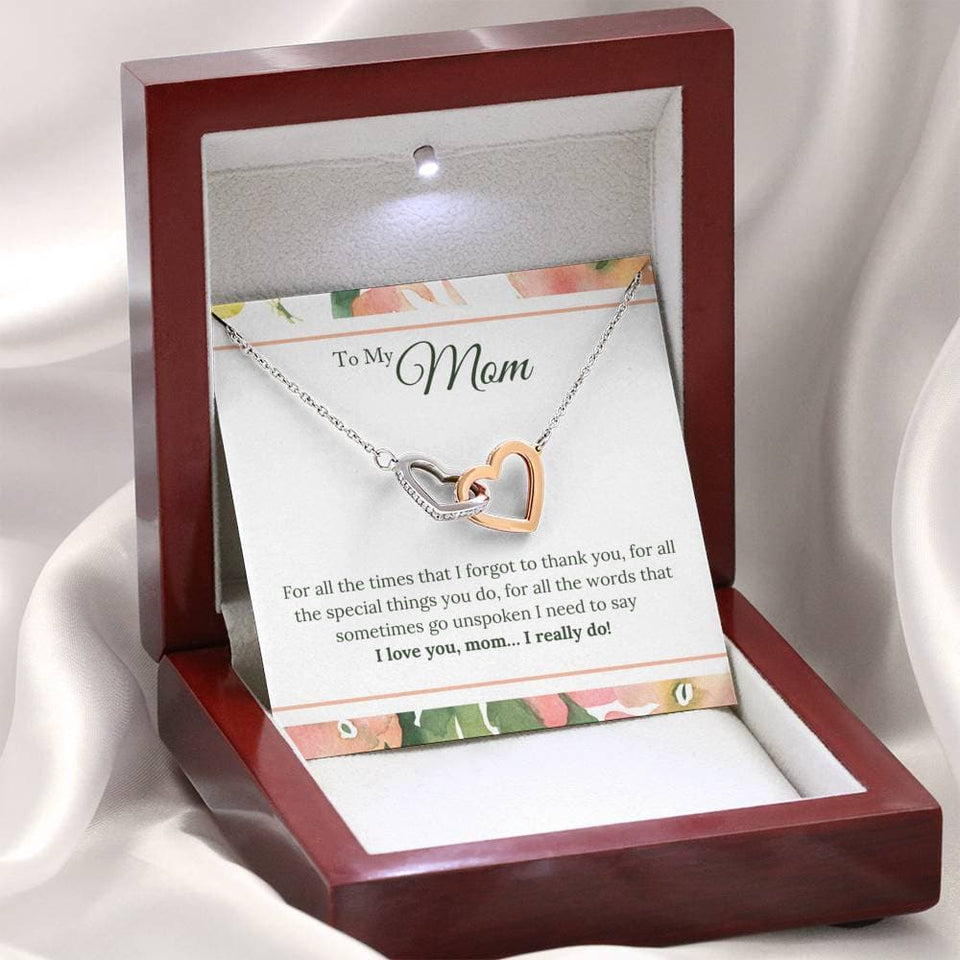 I Love You Mom I Really Do Interlocking Hearts Necklace
