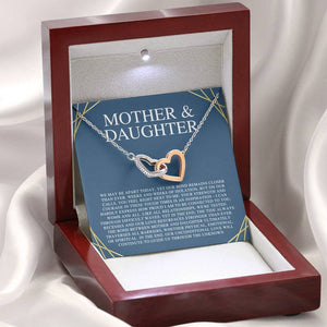 Mother & Daughter We May Be Apart Interlocking Hearts Necklace