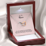 To My Niece Joy and Success Interlocking Hearts Necklace