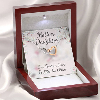 Mother and Daughter Like No Other Interlocking Hearts Necklace