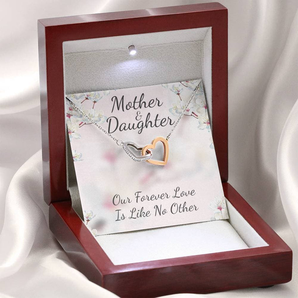 Mother and Daughter Like No Other Interlocking Hearts Necklace