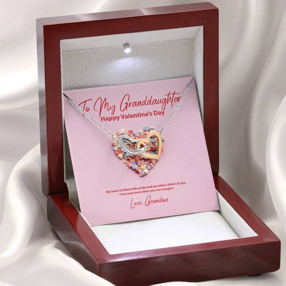 To My Granddaughter from Grandma Valentine's Day Interlocking Hearts Necklace