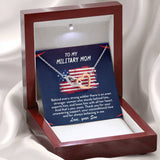 TO MY MILITARY MOM - Two Hearts Embellished With Cubic Zirconia Stones, Interlocking Hearts Necklace
