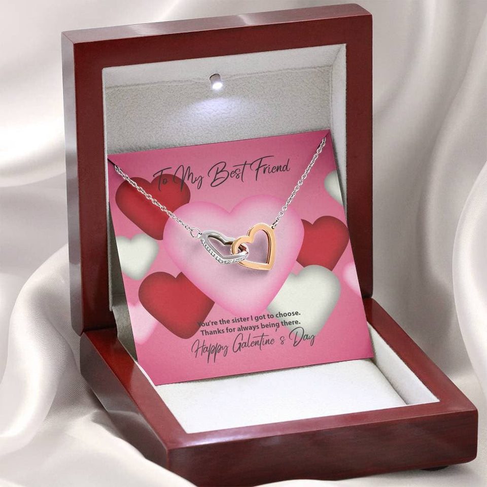 To My Best Friend Galentine's Day Interlocking Hearts Necklace