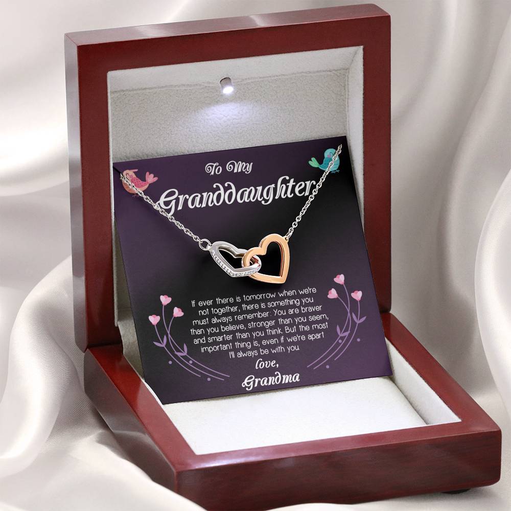 To My Granddaughter Love Grandma Interlocking Hearts Necklace