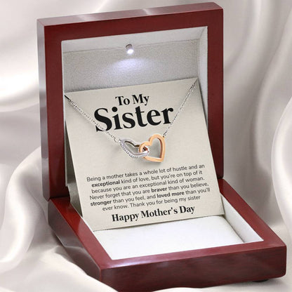 Pamaheart- Interlocking Hearts Necklace- To My Sister - Exceptional Kind of Love - Interlocking Hearts Necklace