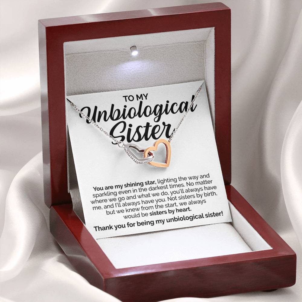 Pamaheart- Interlocking Hearts Necklace- To My Unbiological Sister - You Are My Shining Star- Interlocking Heart Necklace
