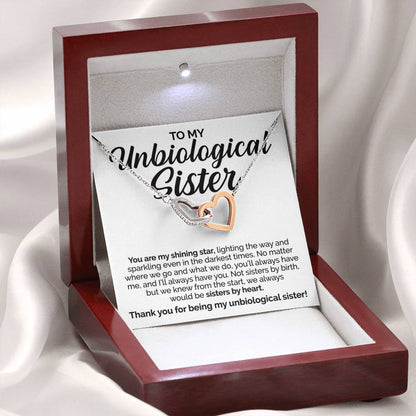 Pamaheart- Interlocking Hearts Necklace- To My Unbiological Sister - You Are My Shining Star- Interlocking Heart Necklace