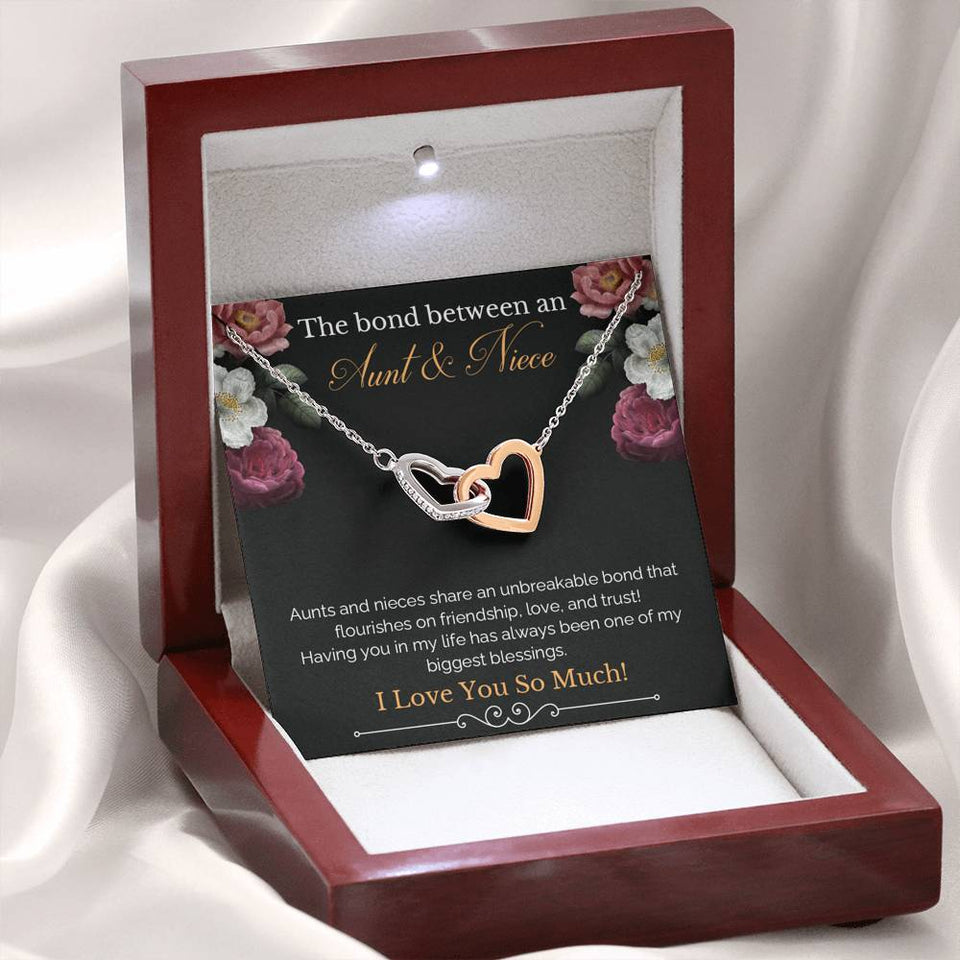The Bond Between An Aunt & Niece - Aunts And Nieces Share An Unbreakable Bond - Interlocking Hearts Necklace