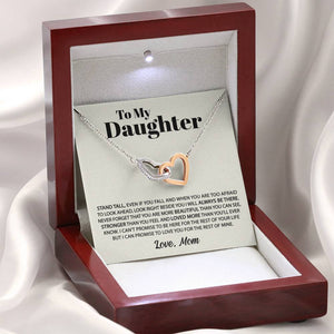 Interlocking Hearts Necklace- To my Daughter - Stand tall - Interlocking Necklace