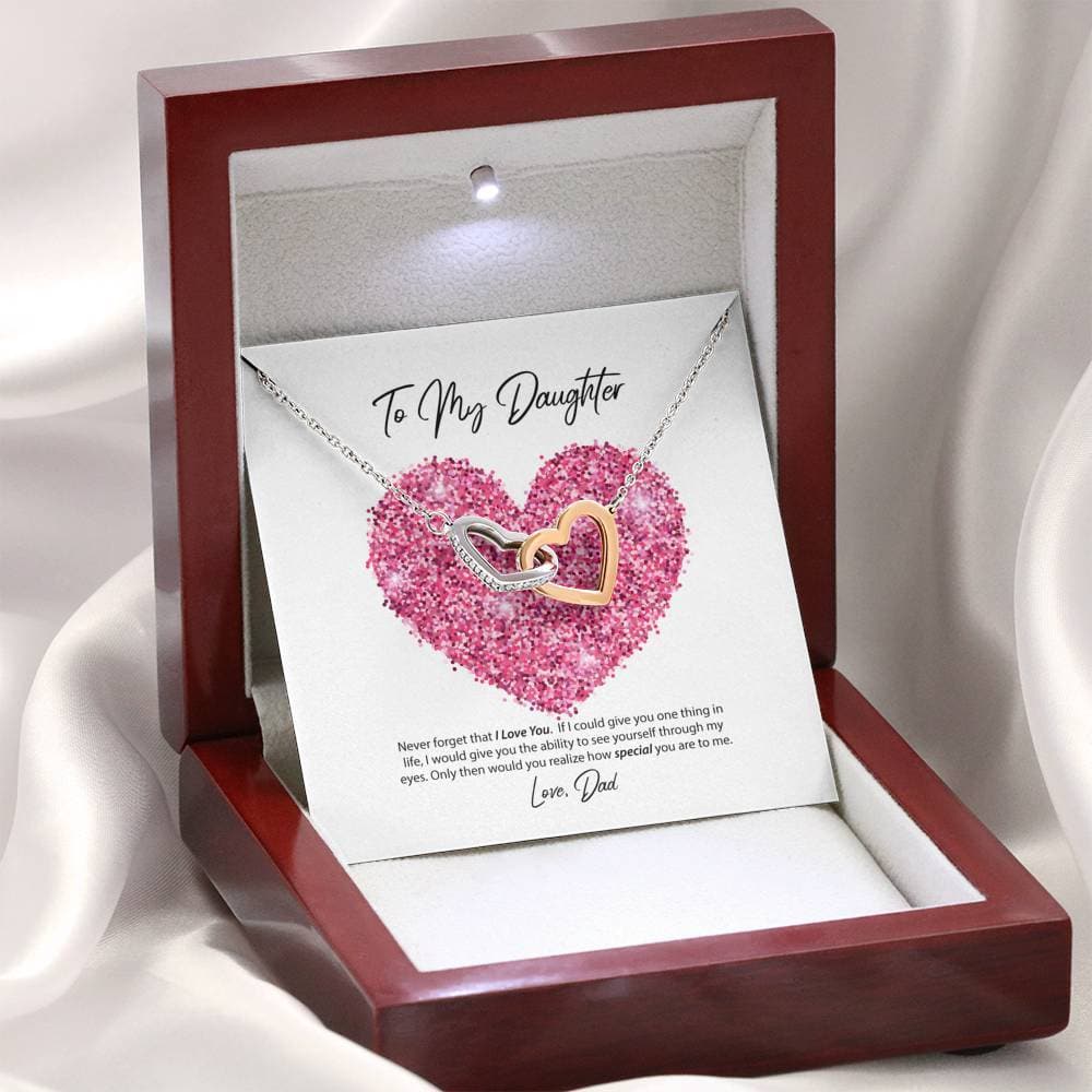 To My Daughter Love Dad Interlocking Hearts Necklace