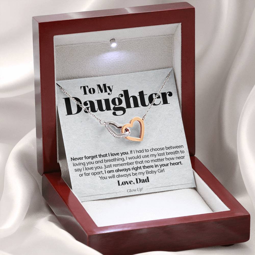 To My Daughter - Never Forget That I Love You - Interlocking Hearts Necklace