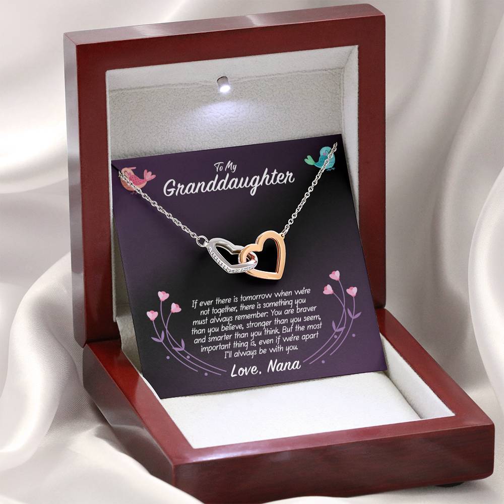 To My Granddaughter Love Nana Interlocking Hearts Necklace