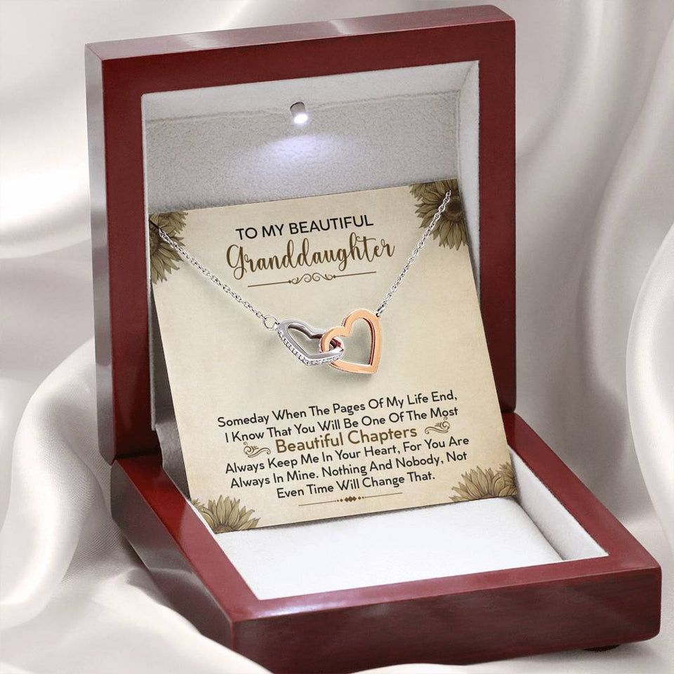 To My Beautiful Granddaughter Necklace - Always Keep Me In Your Heart - Interlocking Hearts Necklace