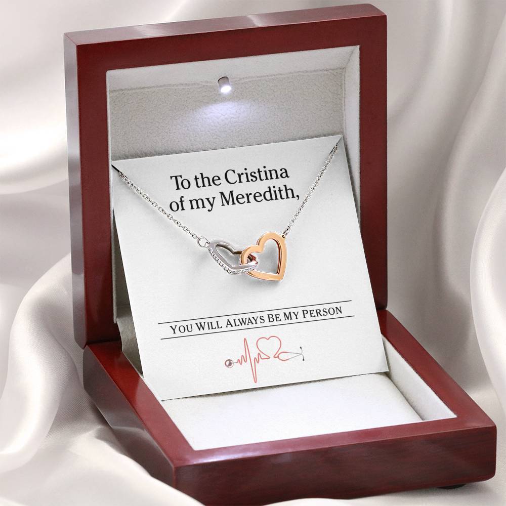 Pamaheart- Interlocking Hearts Necklace- To the Cristina of my Meredith - Interlocked Hearts Necklace- You'll Always Be My Person