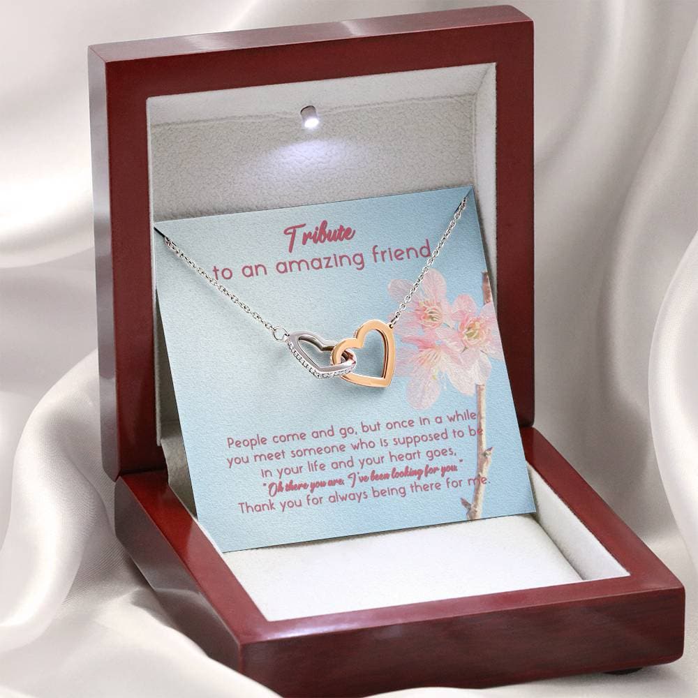 Tribute To An Amazing Friend Interlocking Hearts Necklace