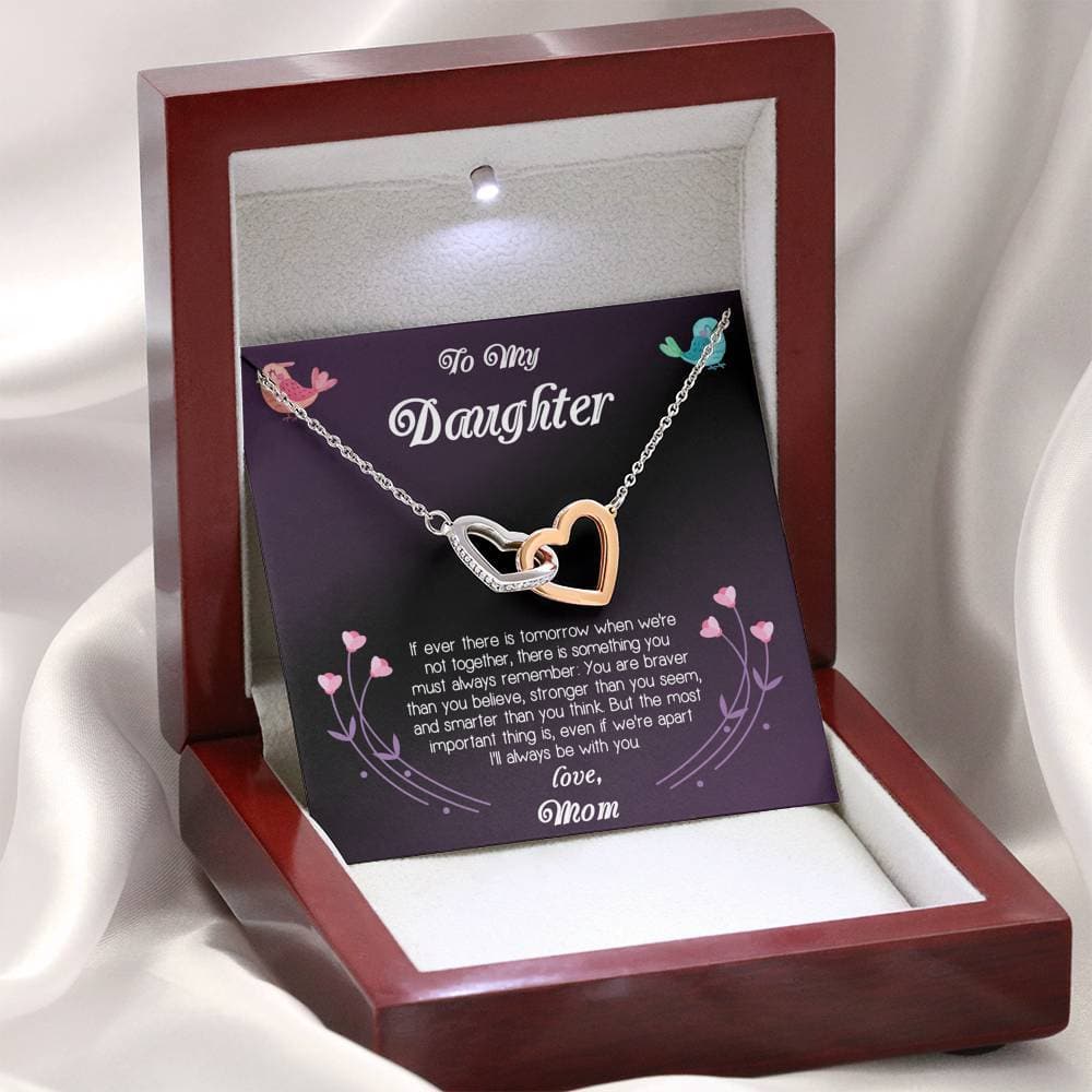 To My Daughter Love Mom Interlocking Hearts Necklace